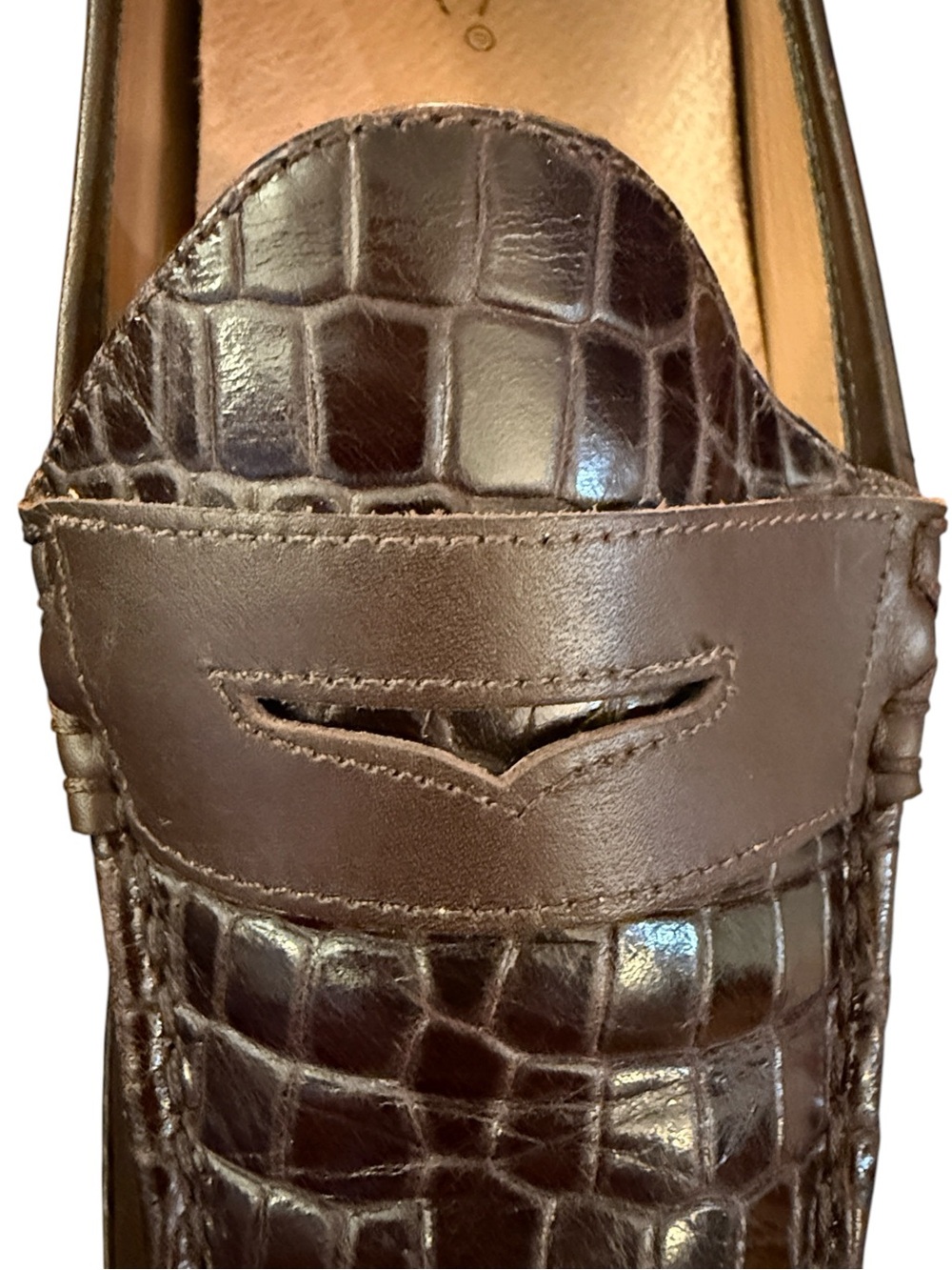 Vionic Waverly Women’s 9 Brown Croc Embossed Leather Penny Loafers - Picture 2 of 15